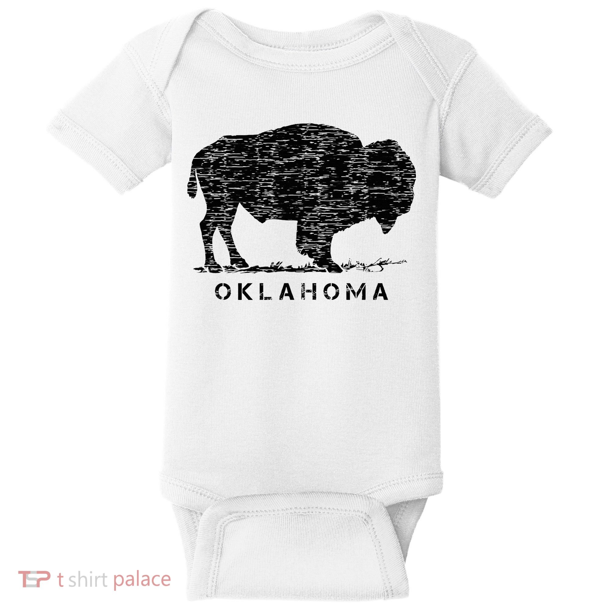 Oklahoma And American Buffalo Bison Baby Bodysuit