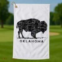 Oklahoma And American Buffalo Bison Golf Towel thumb 1