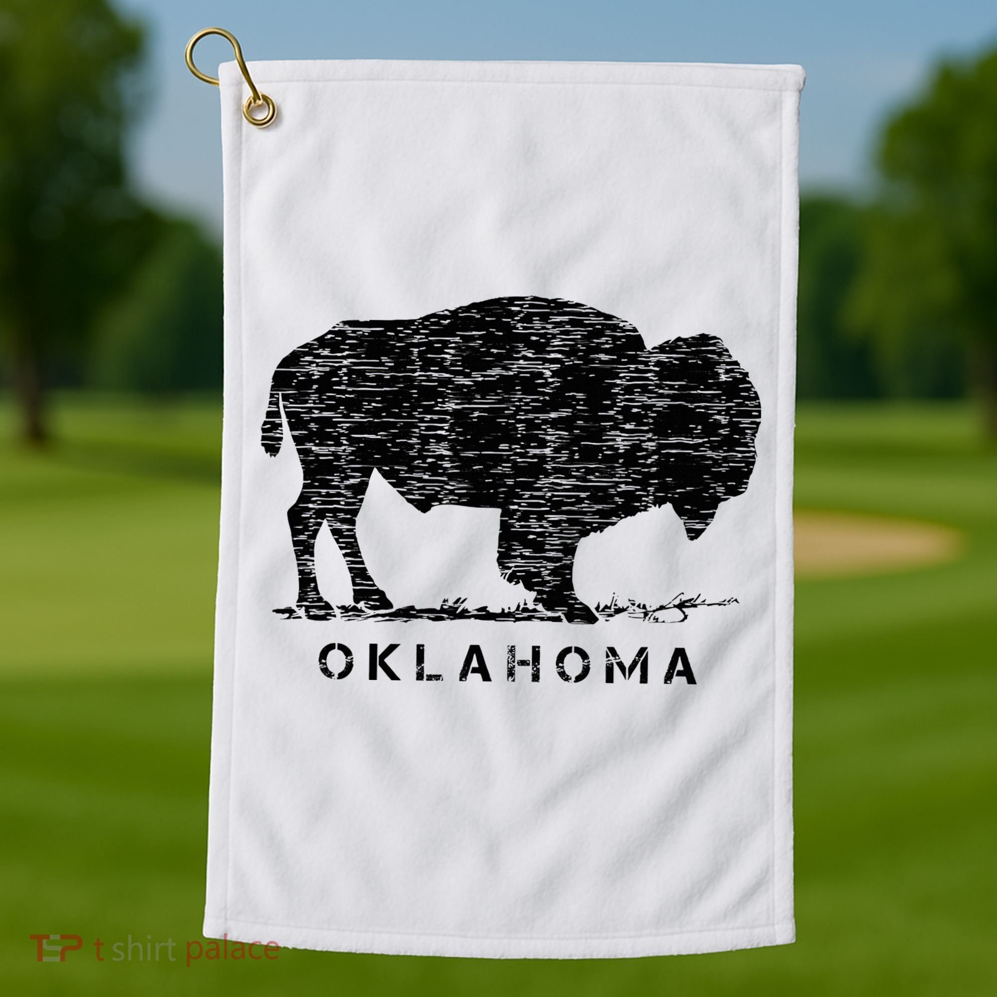 Oklahoma And American Buffalo Bison Golf Towel