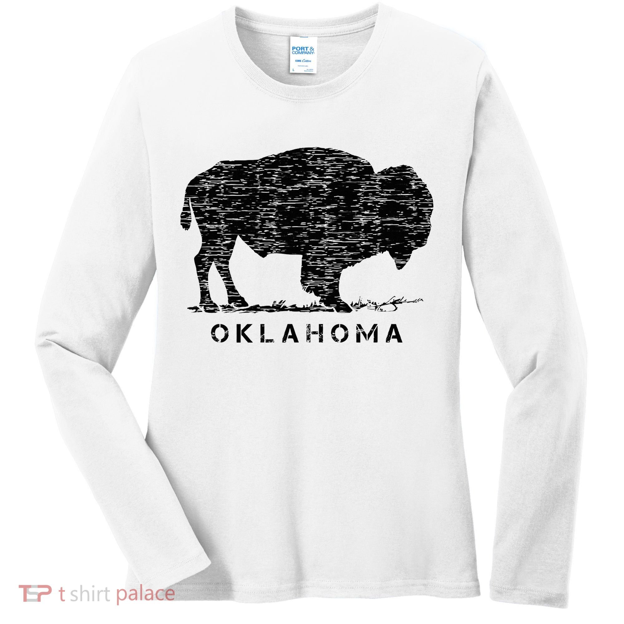 Oklahoma And American Buffalo Bison Women's Long Sleeve Shirt