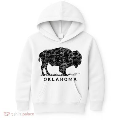 Oklahoma And American Buffalo Bison Kids Hoodie