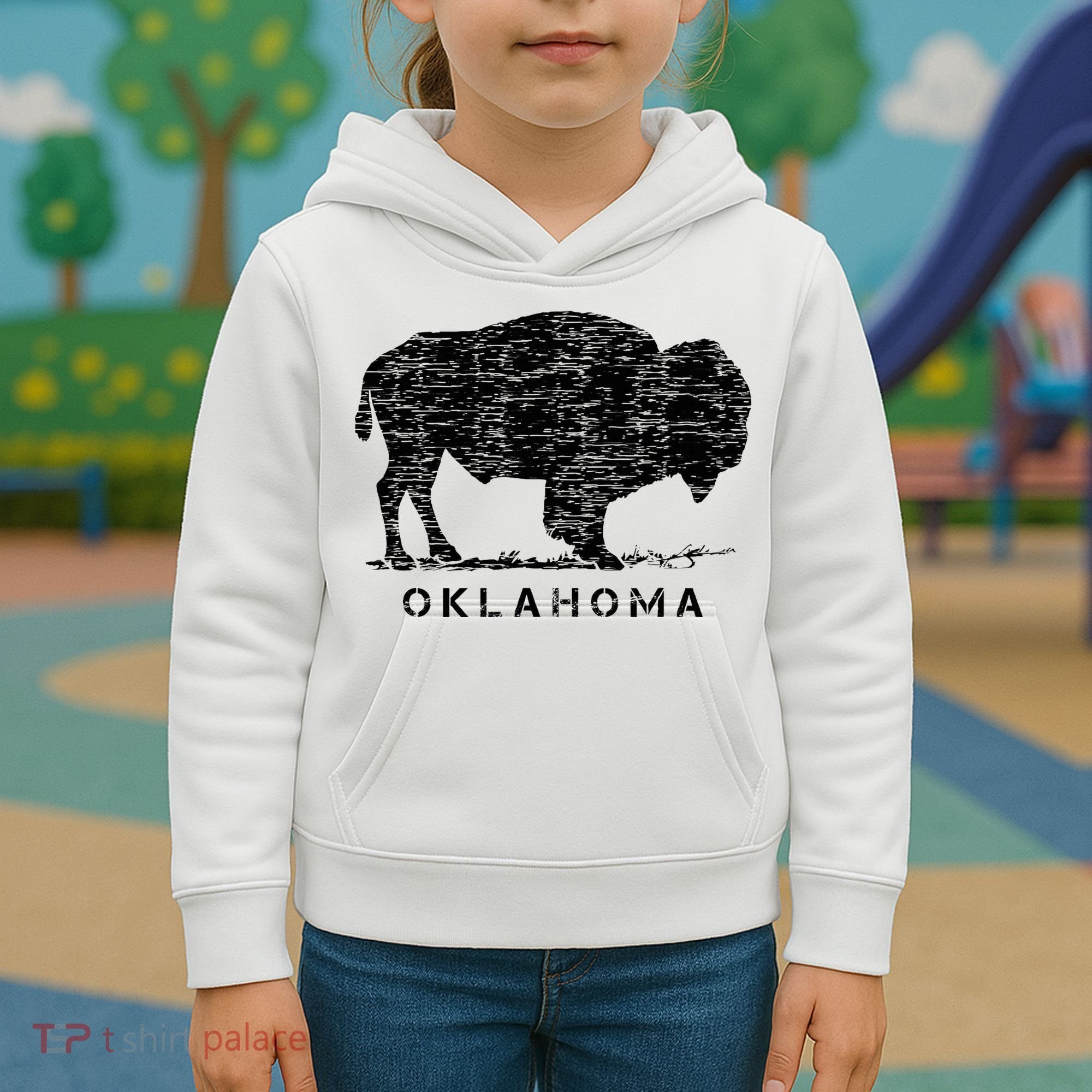 Oklahoma And American Buffalo Bison Kids Hoodie