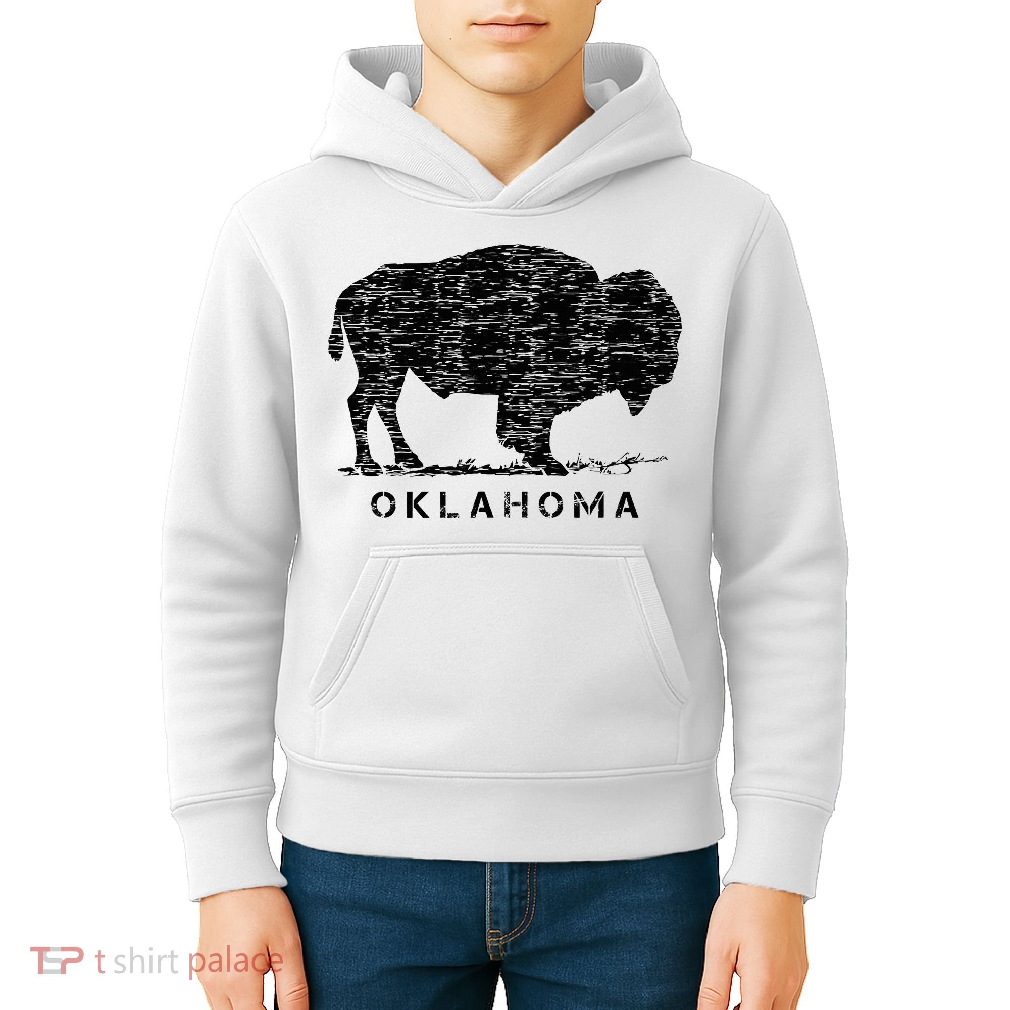 Oklahoma And American Buffalo Bison Kids Hoodie