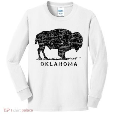 Oklahoma And American Buffalo Bison Kids Long Sleeve Shirt