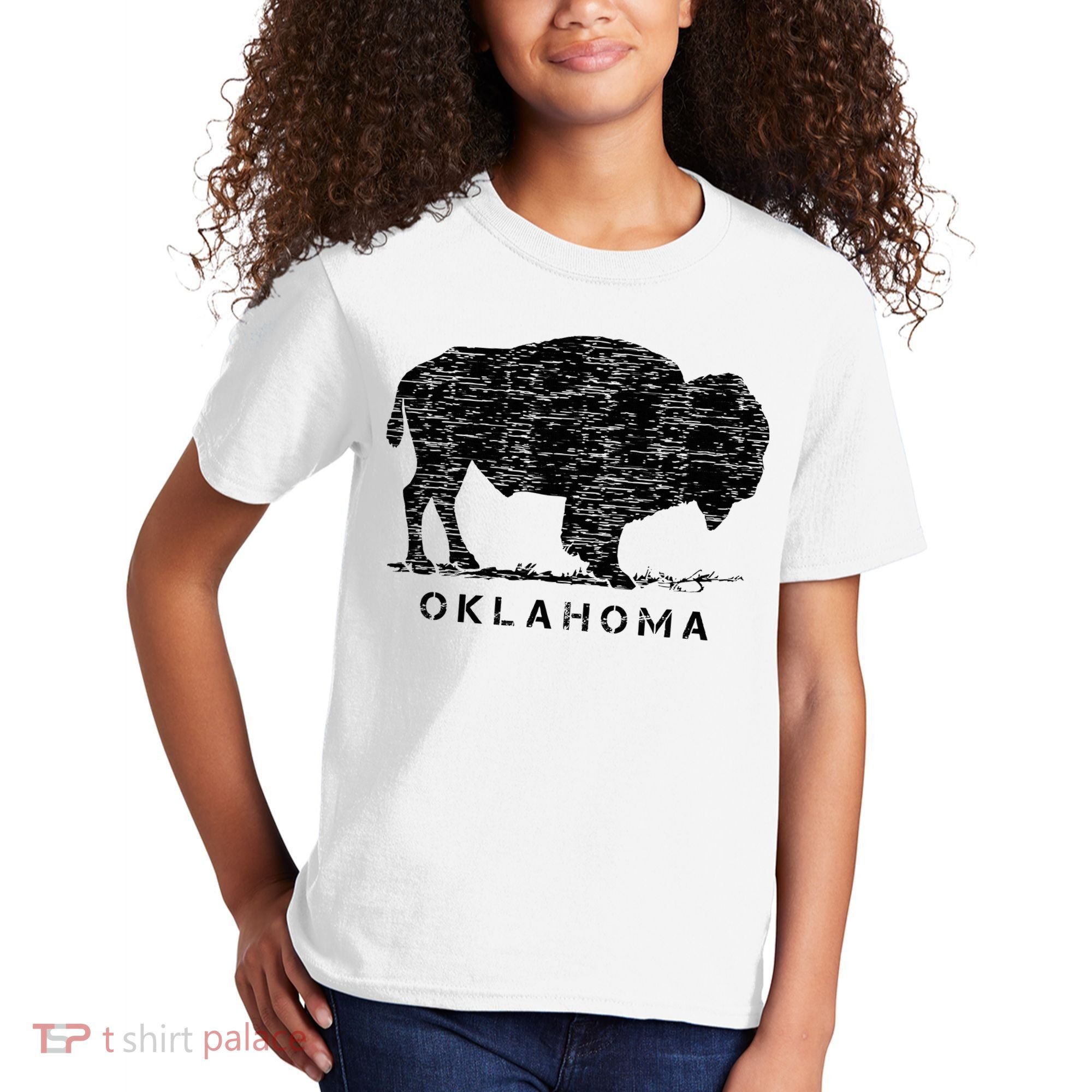 Oklahoma And American Buffalo Bison Kids T-Shirt