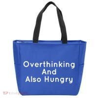 Overthinking And Also Hungry Funny Hangry Gift Tote Bag thumb 0