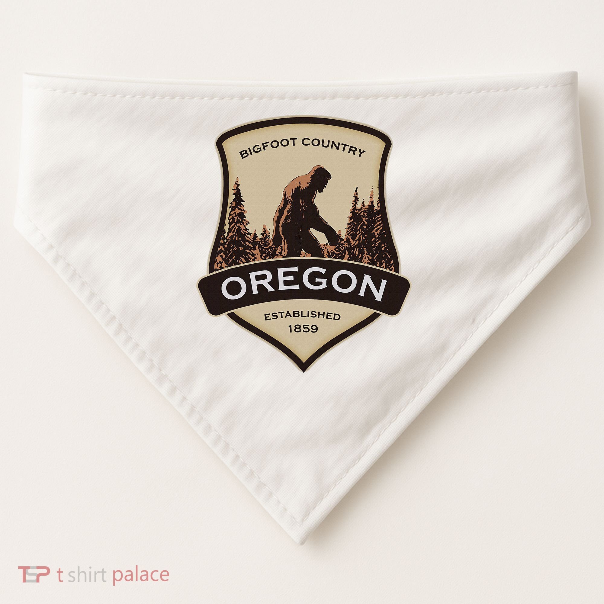 Oregon And A Bigfoot Or A Sasquatch USA-Made Doggie Bandana