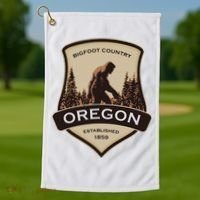 Oregon And A Bigfoot Or A Sasquatch Golf Towel thumb 1