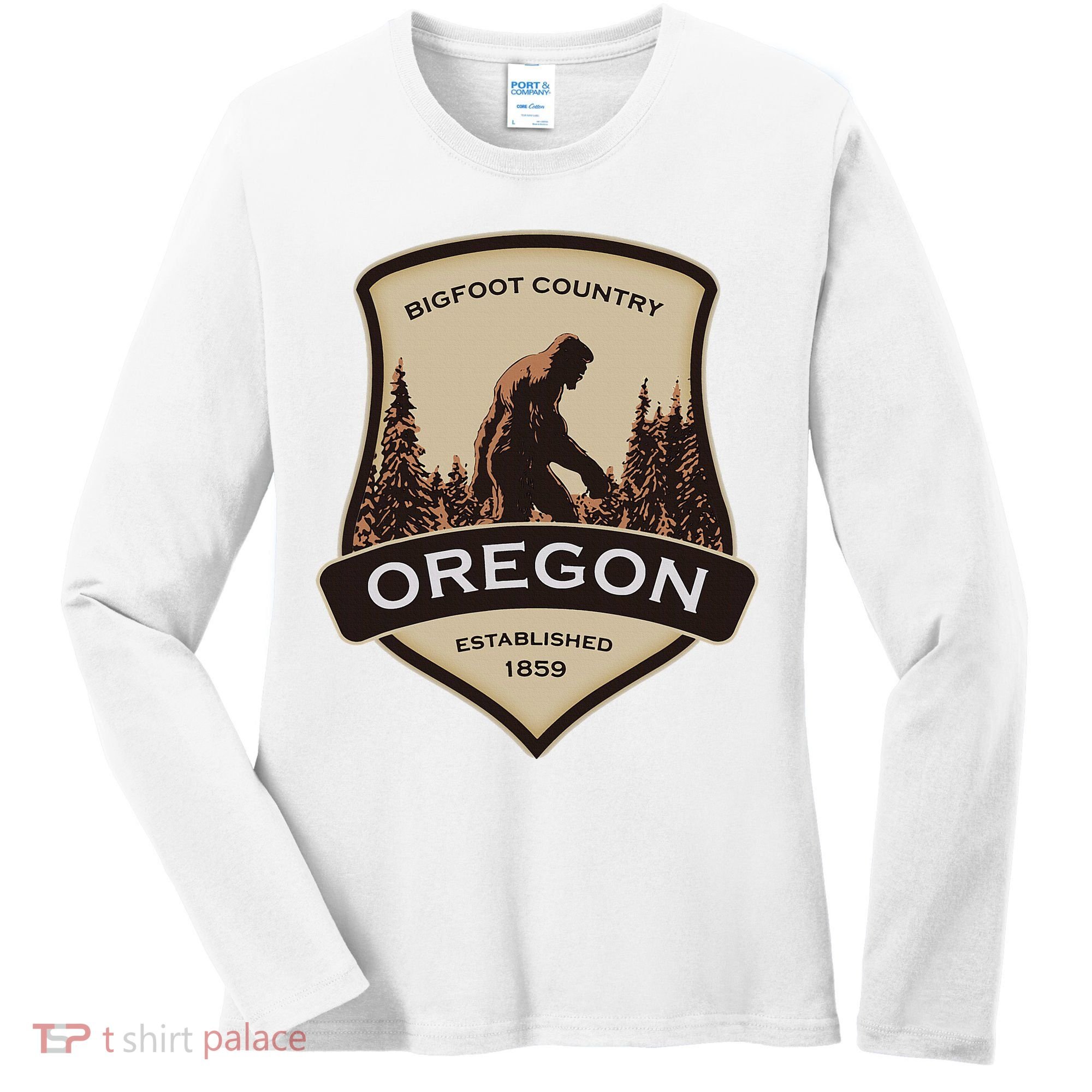 Oregon And A Bigfoot Or A Sasquatch Women's Long Sleeve Shirt