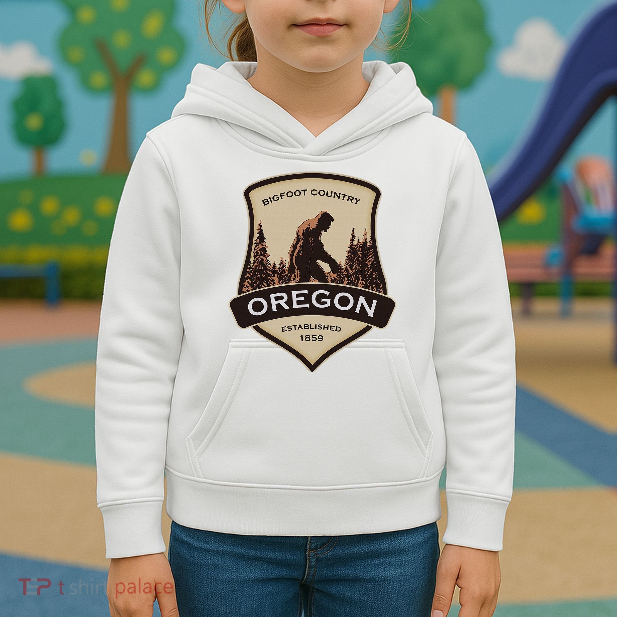 Oregon And A Bigfoot Or A Sasquatch Kids Hoodie