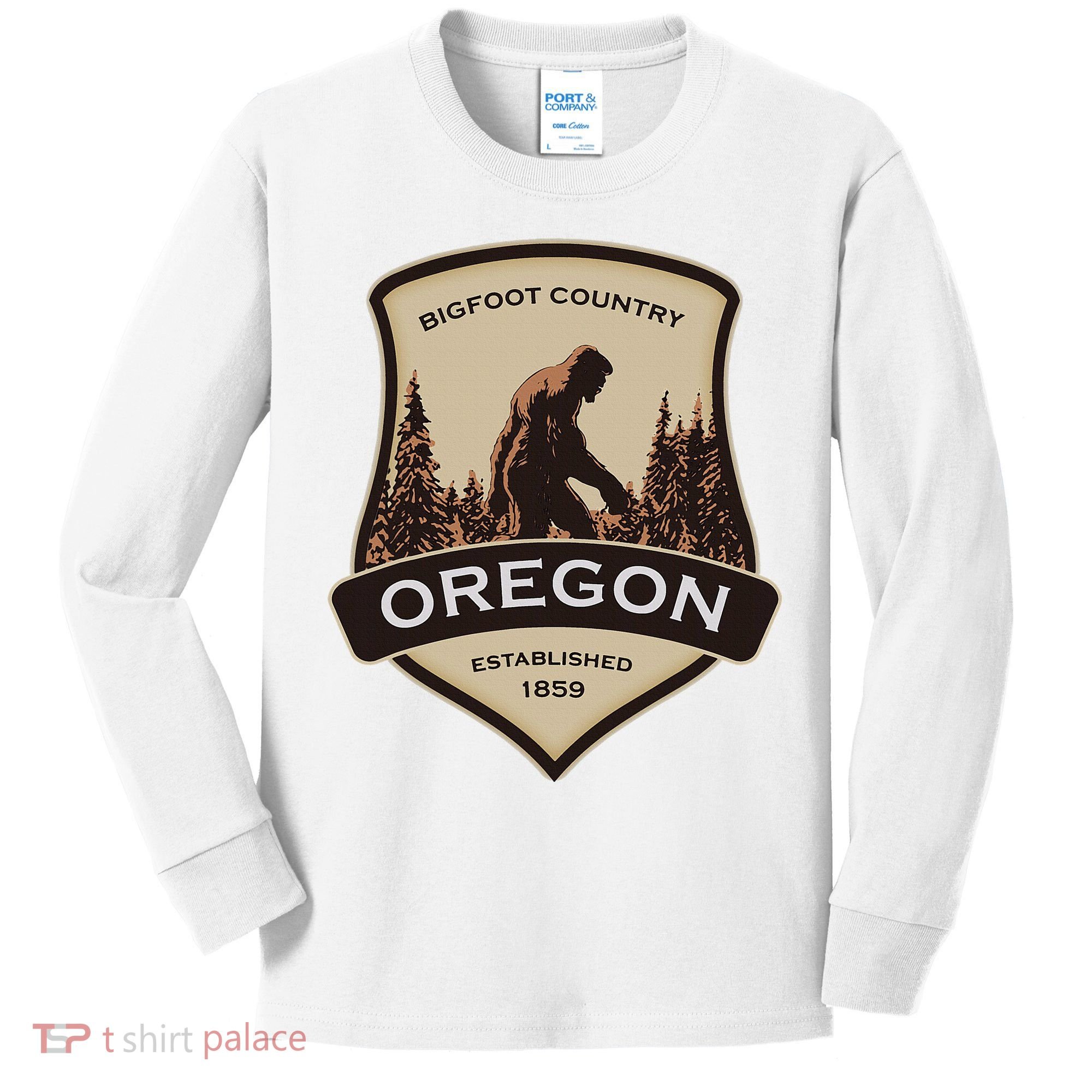 Oregon And A Bigfoot Or A Sasquatch Kids Long Sleeve Shirt