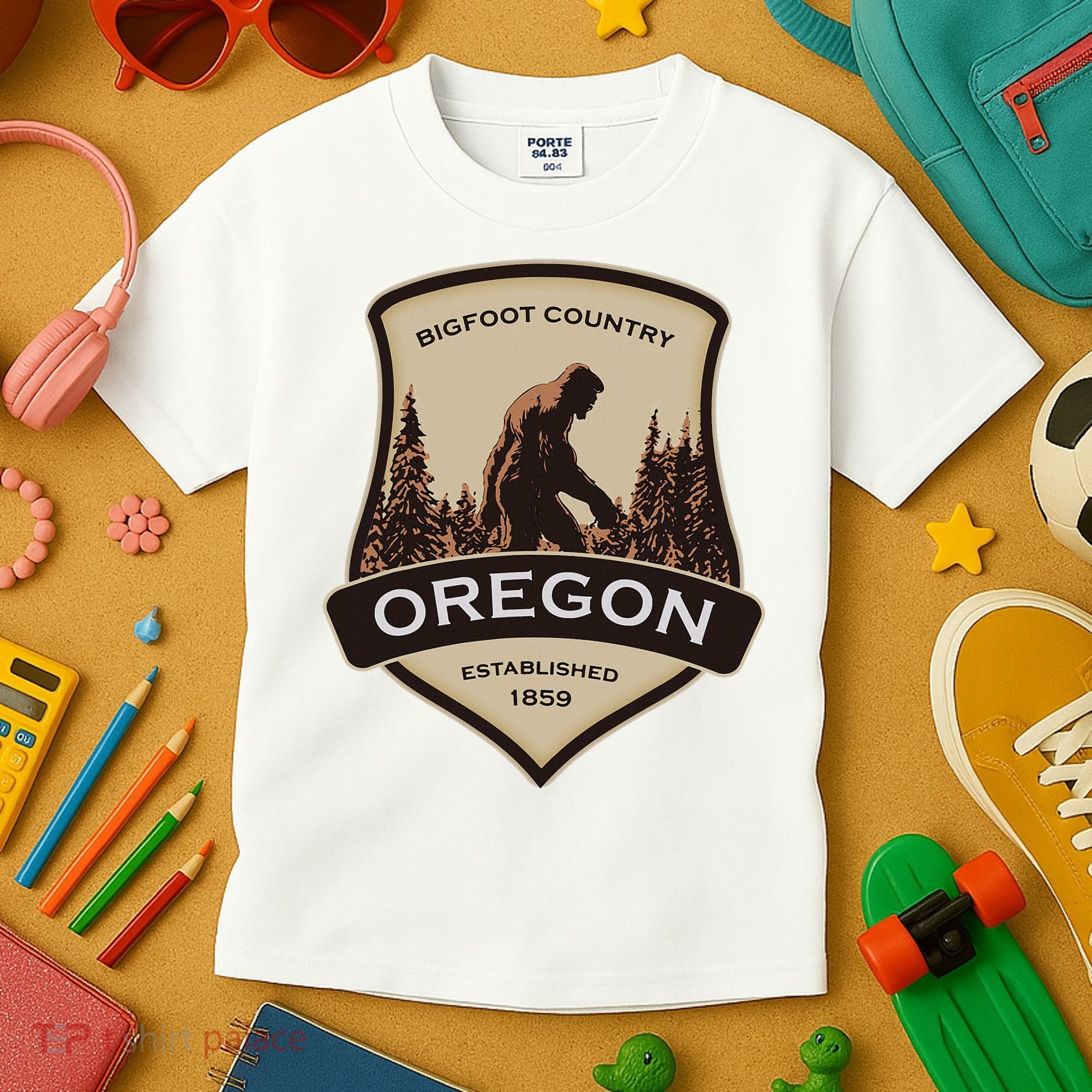 Oregon And A Bigfoot Or A Sasquatch Kids T-Shirt