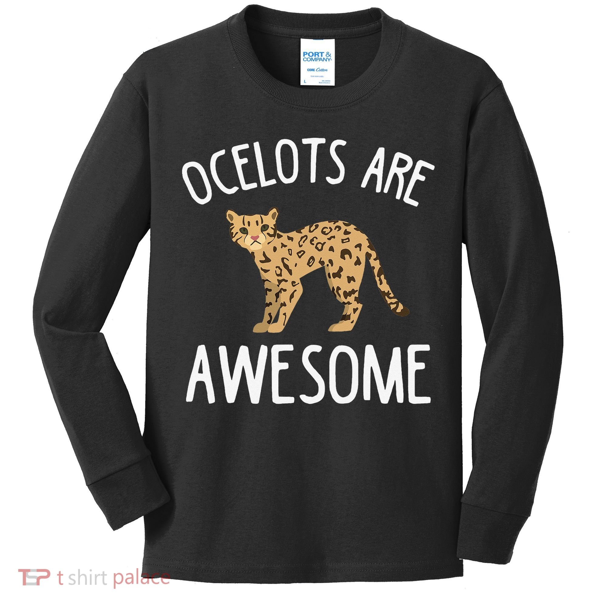 Ocelot Apparel Amazing Funny Ocelots Cat Kids Long Sleeve Shirt