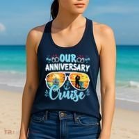 Our Anniversary Cruise Husband Wife Couples Cruise Vacation Women's Tank Top thumb 2