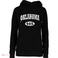 Oklahoma Area Code 405 Ok Womens Funnel Neck Pullover Hood thumb 0
