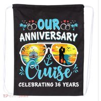 Our Anniversary Cruise Celebrating 36 Year Couples Trip Drawstring Bag thumb 0