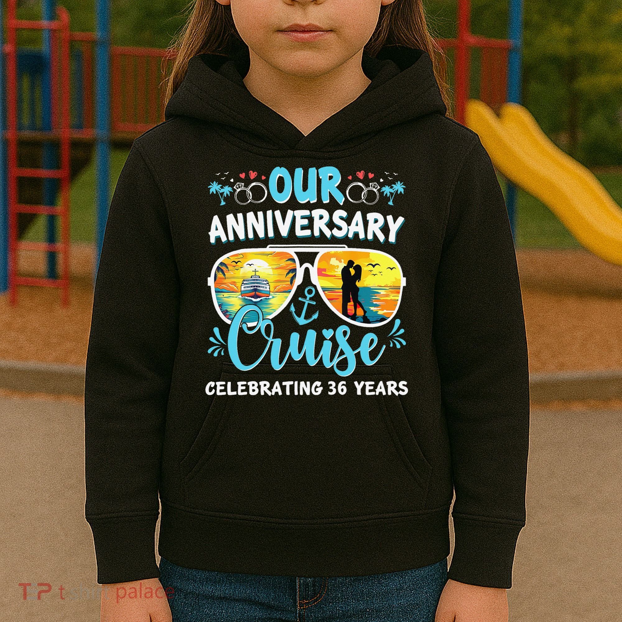 Our Anniversary Cruise Celebrating 36 Year Couples Trip Kids Hoodie