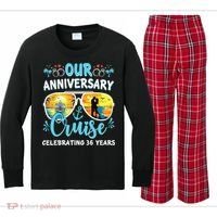 Our Anniversary Cruise Celebrating 36 Year Couples Trip Kids Long Sleeve Plaid Pajama Set thumb 0