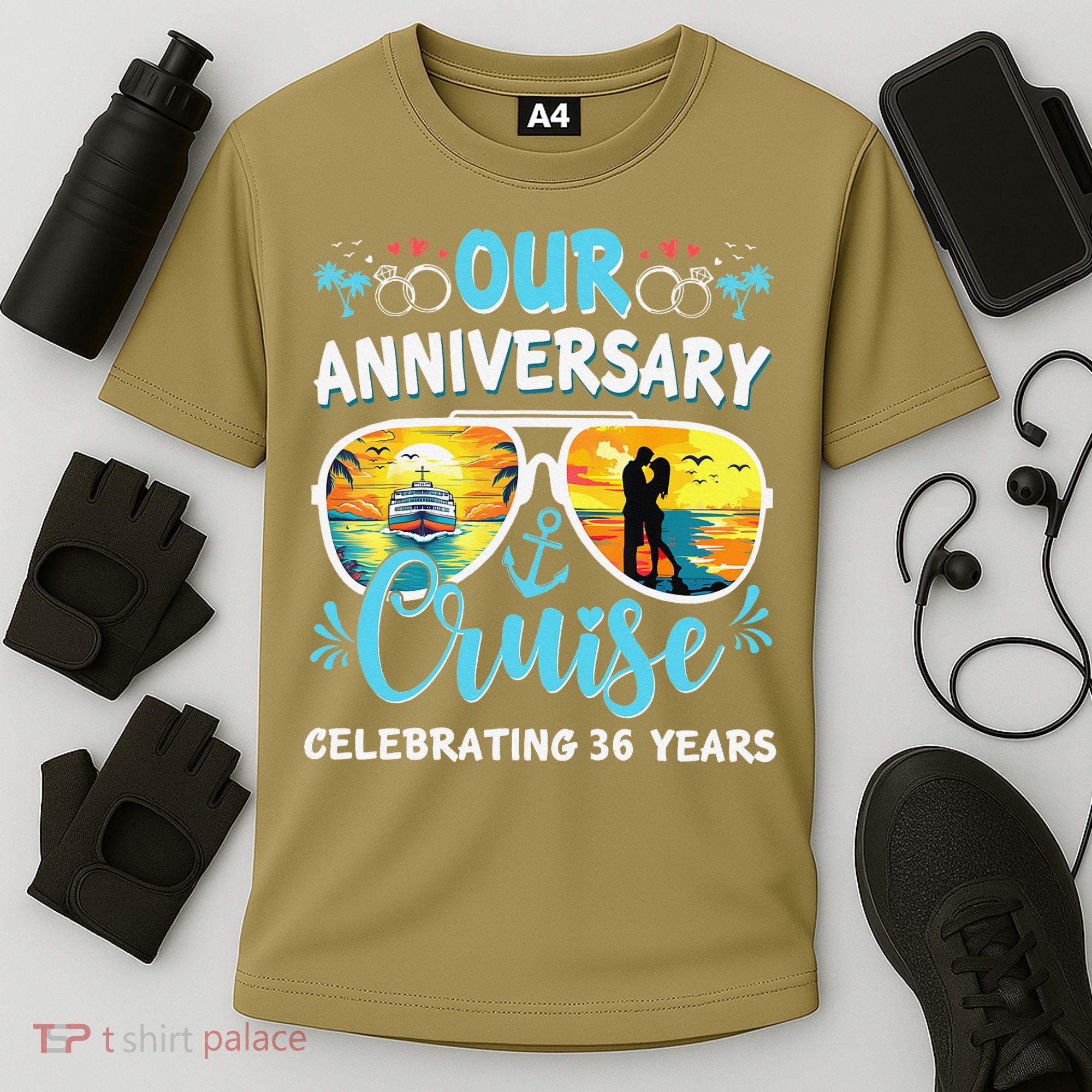 Our Anniversary Cruise Celebrating 36 Year Couples Trip Cooling Performance Crew T-Shirt