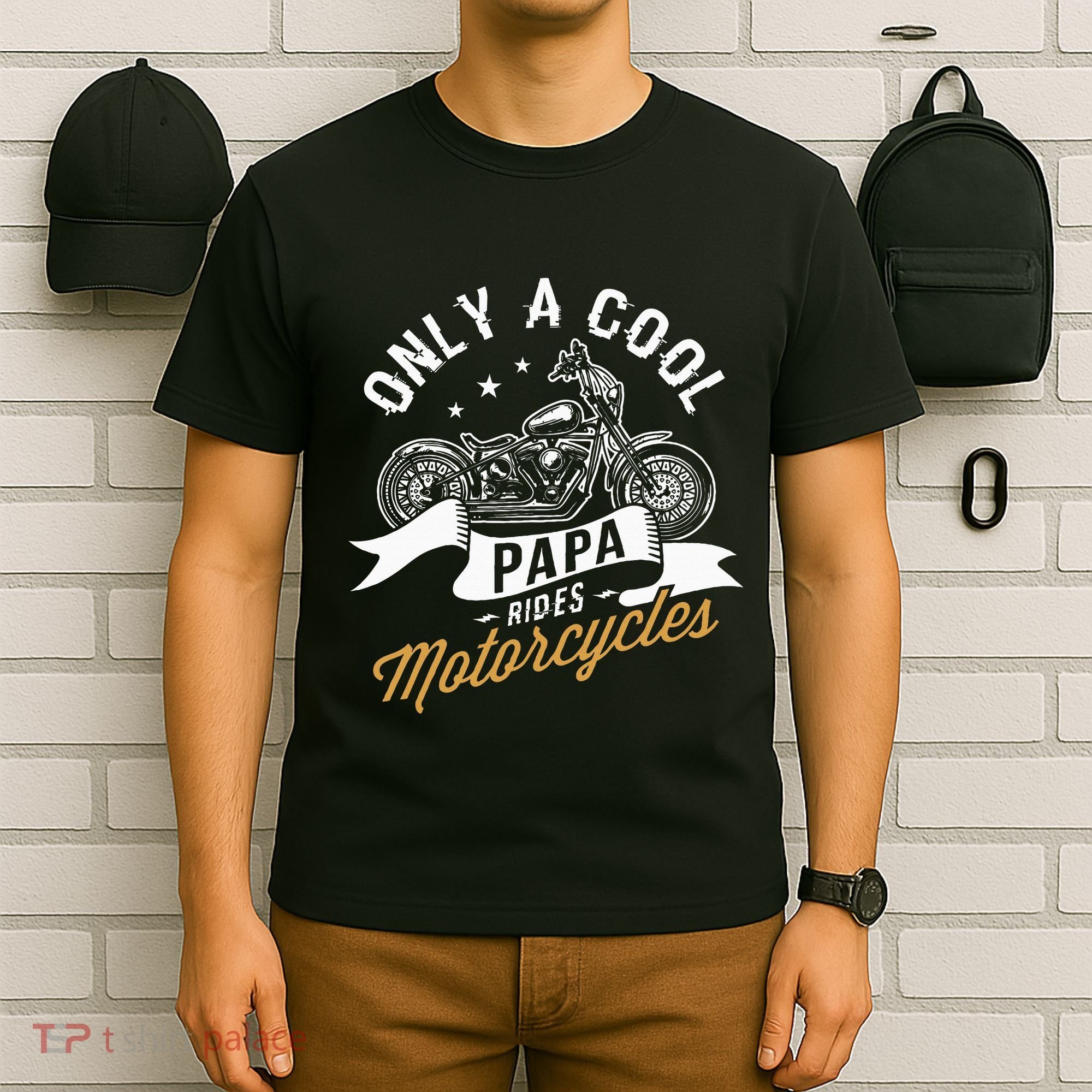 Only A Cool Papa Rides Motorcycles T-Shirt