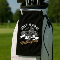 Only A Cool Papa Rides Motorcycles Golf Towel thumb 2