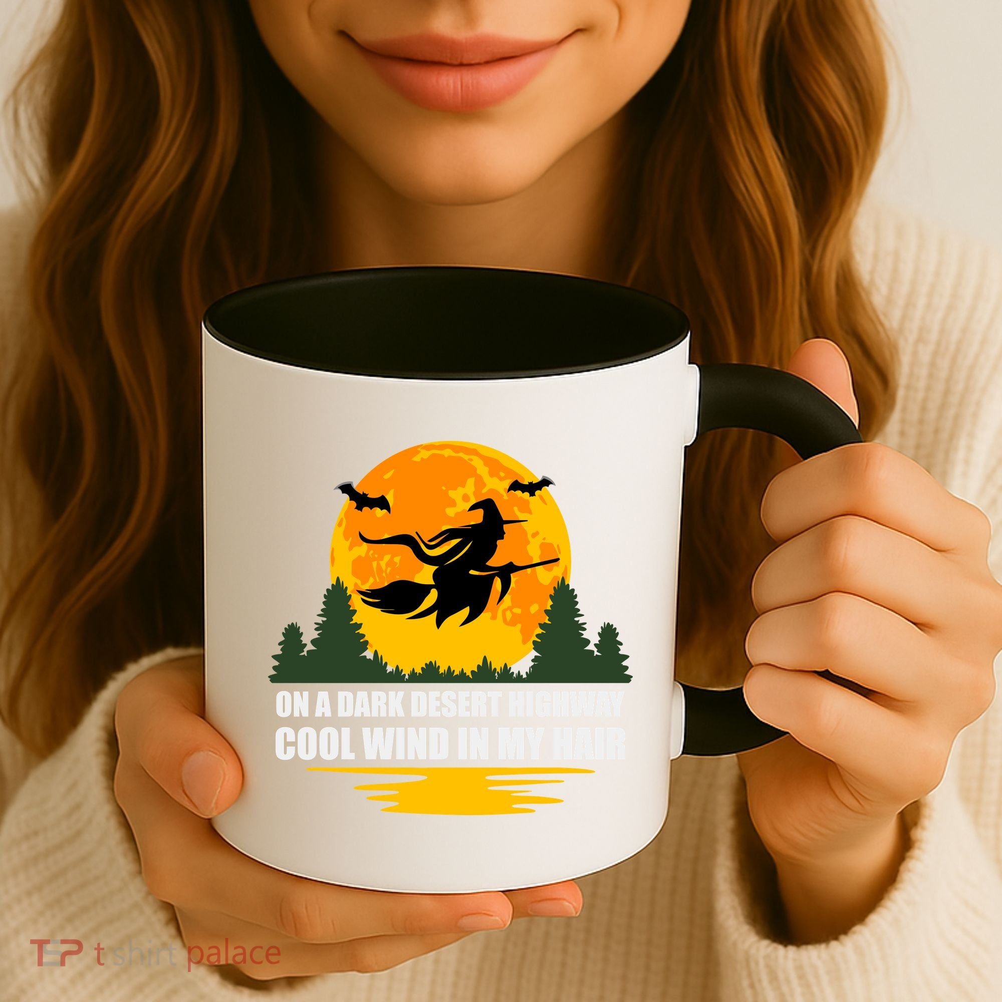 On A Dark Desert Highway Cool Wind In My Hair Halloween Quote Coffee Mug