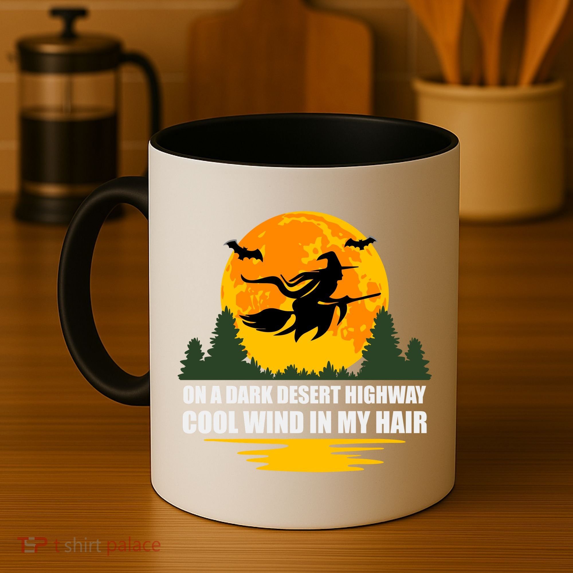 On A Dark Desert Highway Cool Wind In My Hair Halloween Quote Coffee Mug