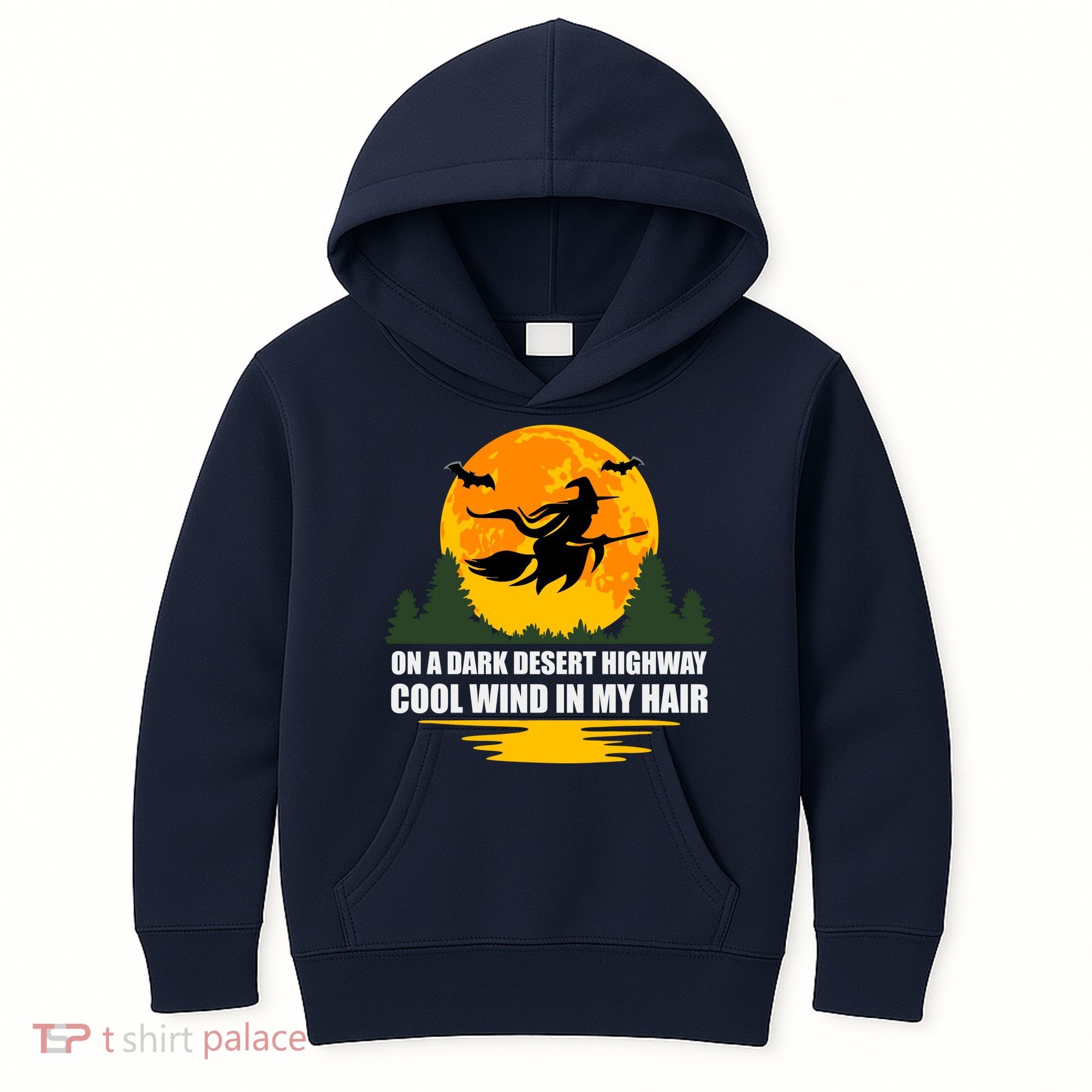 On A Dark Desert Highway Cool Wind In My Hair Halloween Quote Kids Hoodie