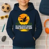 On A Dark Desert Highway Cool Wind In My Hair Halloween Quote Kids Hoodie thumb 2