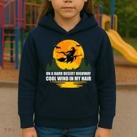 On A Dark Desert Highway Cool Wind In My Hair Halloween Quote Kids Hoodie thumb 3