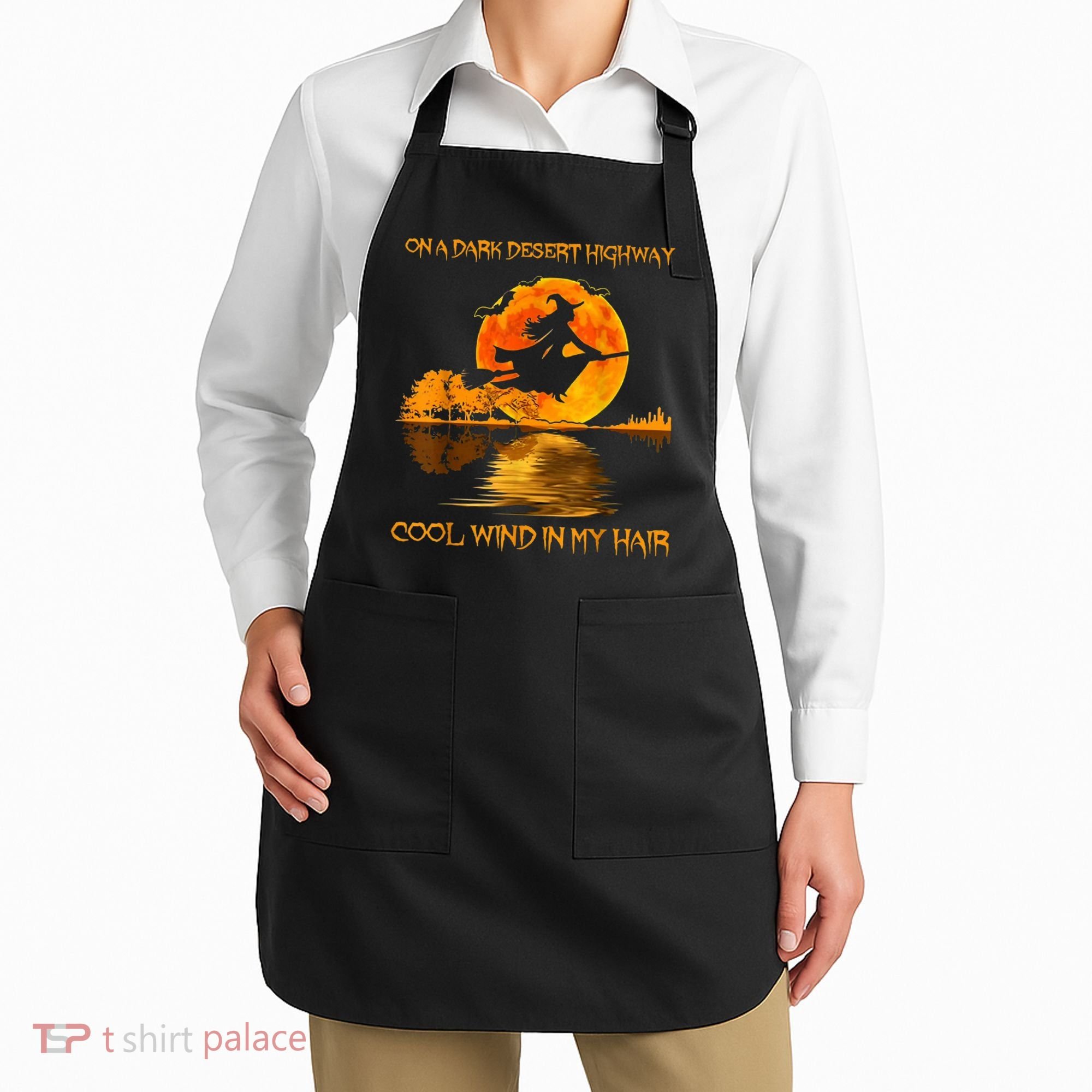 On A Dark Desert Highway Witch Apron