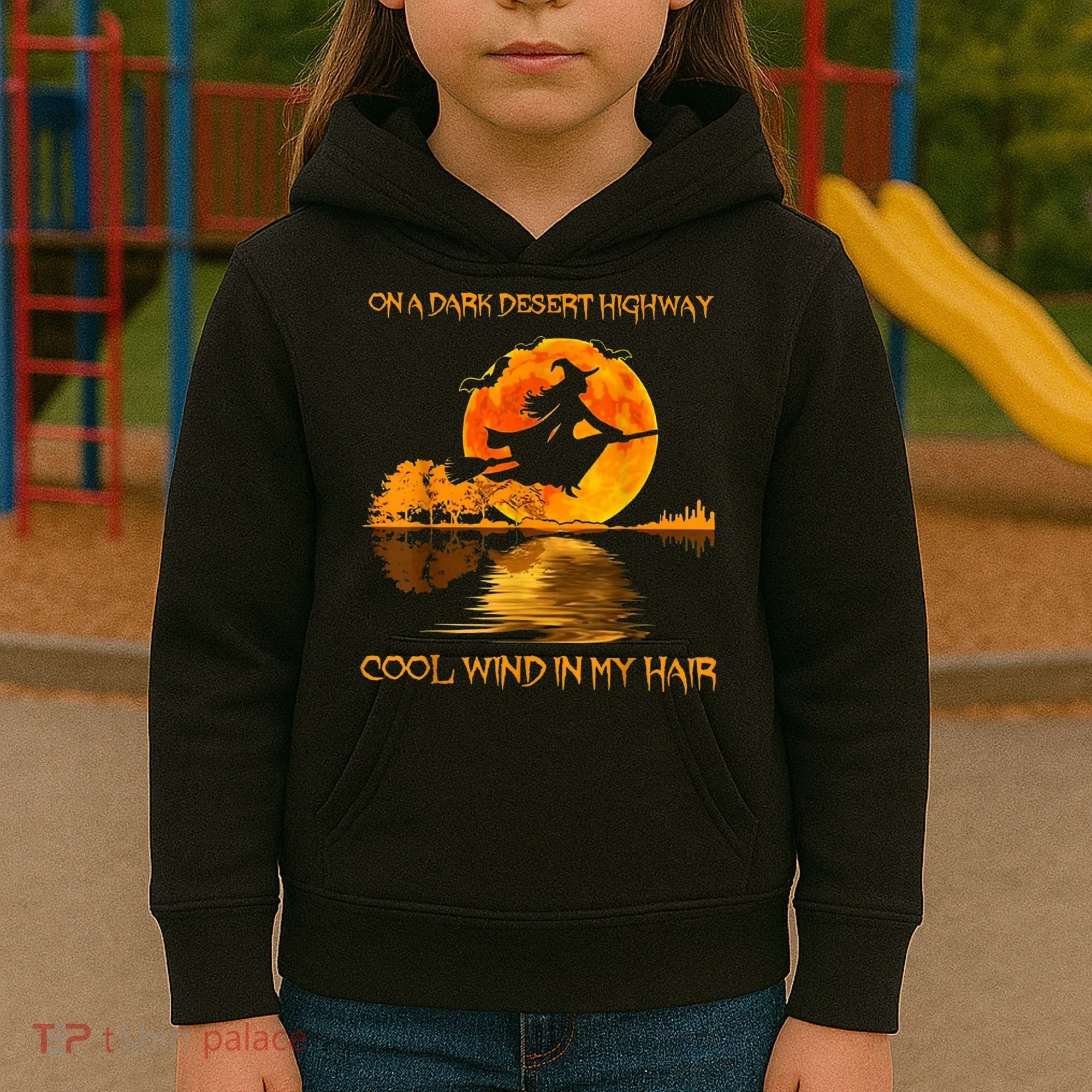 On A Dark Desert Highway Witch Kids Hoodie
