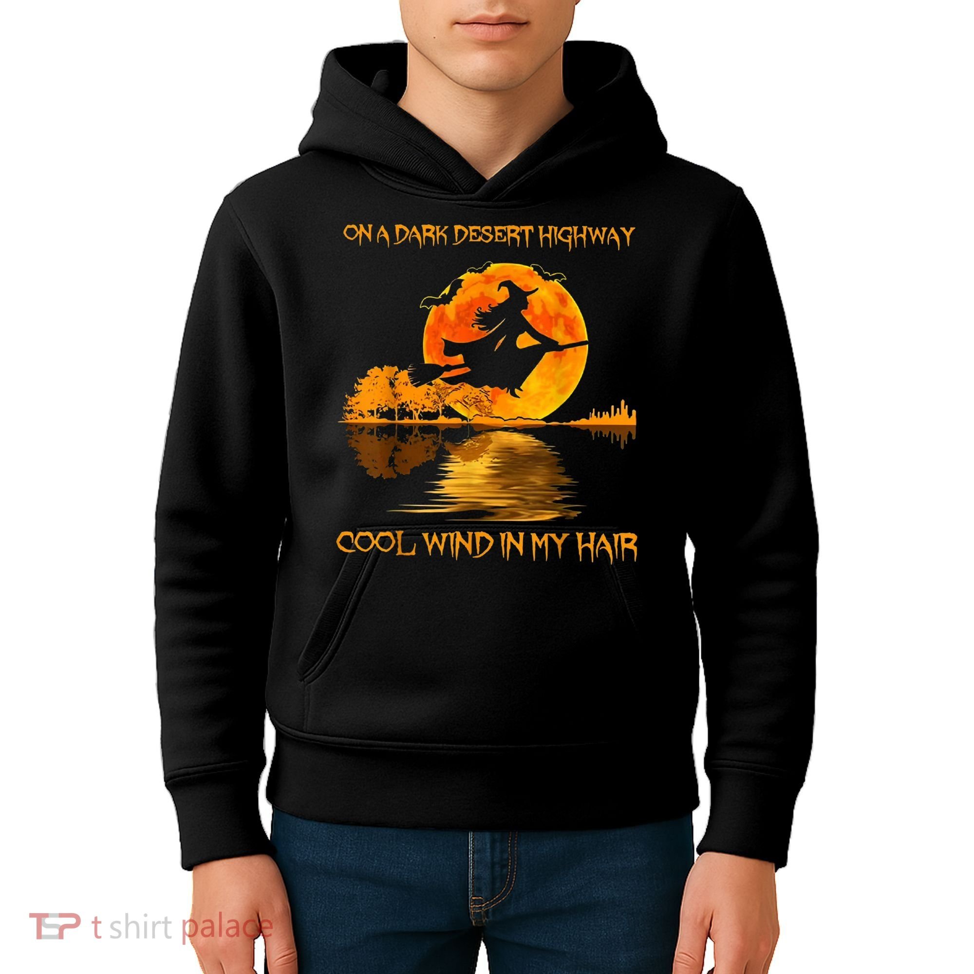 On A Dark Desert Highway Witch Kids Hoodie
