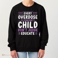 Overdose Awareness Dont Judge Educate Purple Ribbon Women's Sweatshirt thumb 0