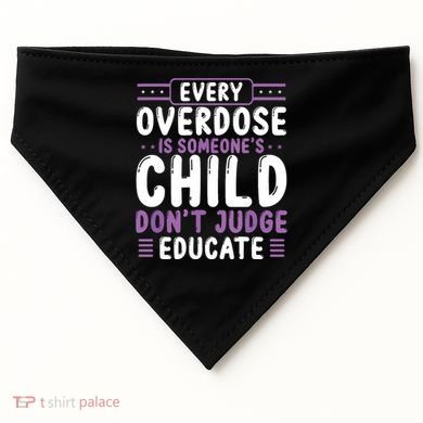 Overdose Awareness Dont Judge Educate Purple Ribbon USA-Made Doggie Bandana
