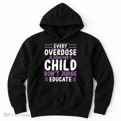 Overdose Awareness Dont Judge Educate Purple Ribbon Hoodie