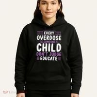 Overdose Awareness Dont Judge Educate Purple Ribbon Hoodie thumb 5