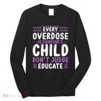Overdose Awareness Dont Judge Educate Purple Ribbon Long Sleeve Shirt thumb 0