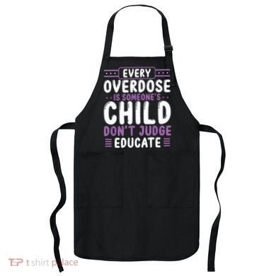 Overdose Awareness Dont Judge Educate Purple Ribbon Apron