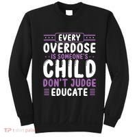 Overdose Awareness Dont Judge Educate Purple Ribbon Sweatshirt thumb 0