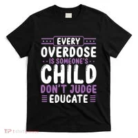 Overdose Awareness Dont Judge Educate Purple Ribbon T-Shirt thumb 0