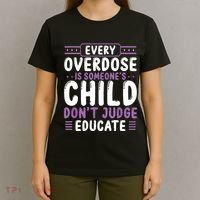 Overdose Awareness Dont Judge Educate Purple Ribbon T-Shirt thumb 4