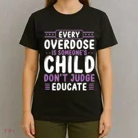 Overdose Awareness Dont Judge Educate Purple Ribbon T-Shirt thumb 4