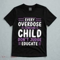 Overdose Awareness Dont Judge Educate Purple Ribbon T-Shirt thumb 5