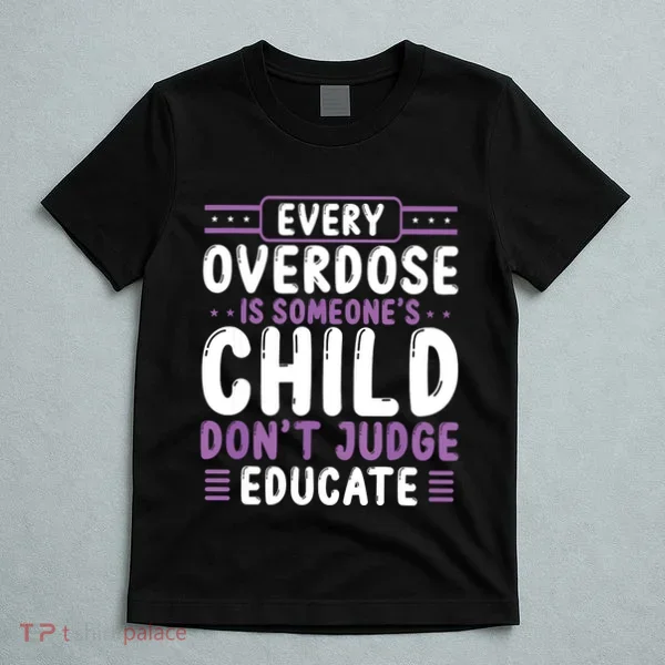Overdose Awareness Dont Judge Educate Purple Ribbon T-Shirt