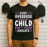 Overdose Awareness Dont Judge Educate Purple Ribbon T-Shirt thumb 6