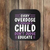 Overdose Awareness Dont Judge Educate Purple Ribbon Coaster thumb 0