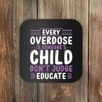 Overdose Awareness Dont Judge Educate Purple Ribbon Coaster thumb 0