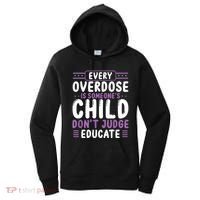 Overdose Awareness Dont Judge Educate Purple Ribbon Women's Hoodie thumb 0
