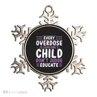 Overdose Awareness Dont Judge Educate Purple Ribbon Ornament thumb 0